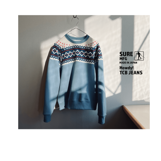 Sure's TCB Snow Pattern Sweatshirt / Blue