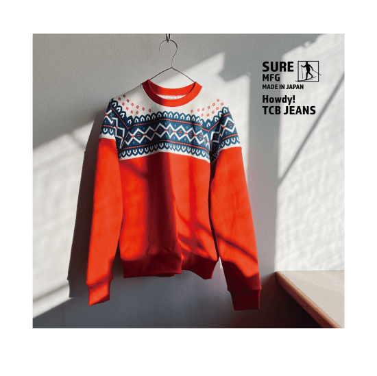 Sure's TCB Snow Pattern Sweatshirt / Red