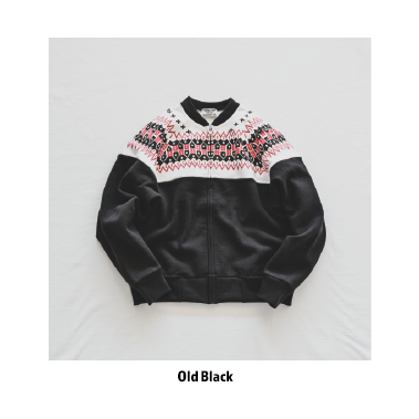 Sure's 50s Snow Pattern Full Zip Sweatshirt / Old Black